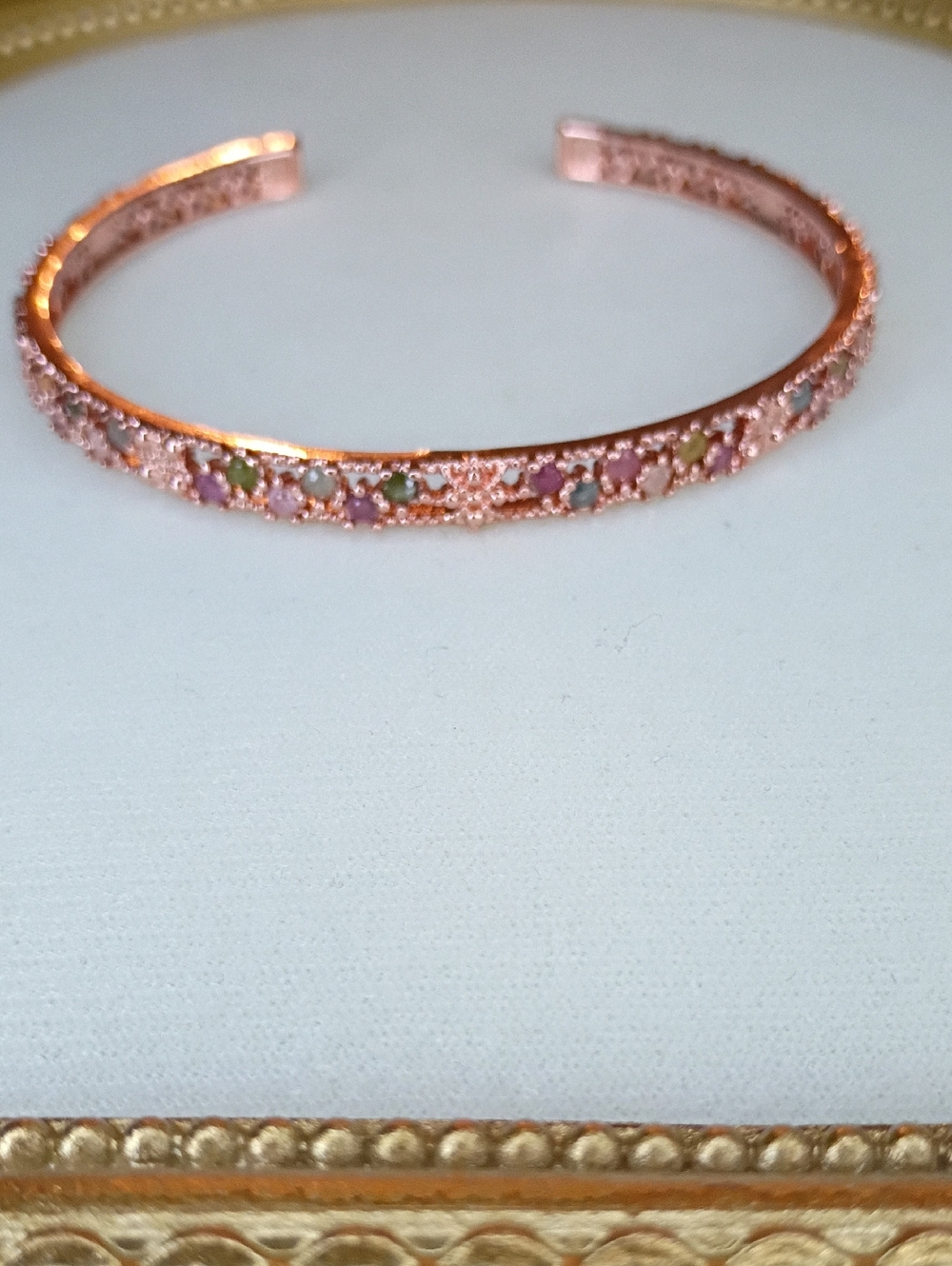 New Rose Gold Multicolor Stone Cuff Bracelet - Women's Jewelry